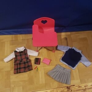 Delightful Doll Classroom Set with Pink Chair For 18" Dolls